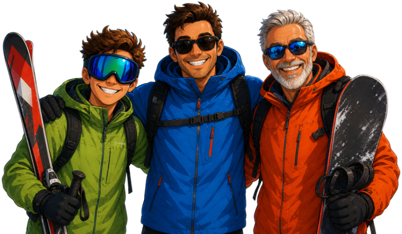 Group of friends with skis